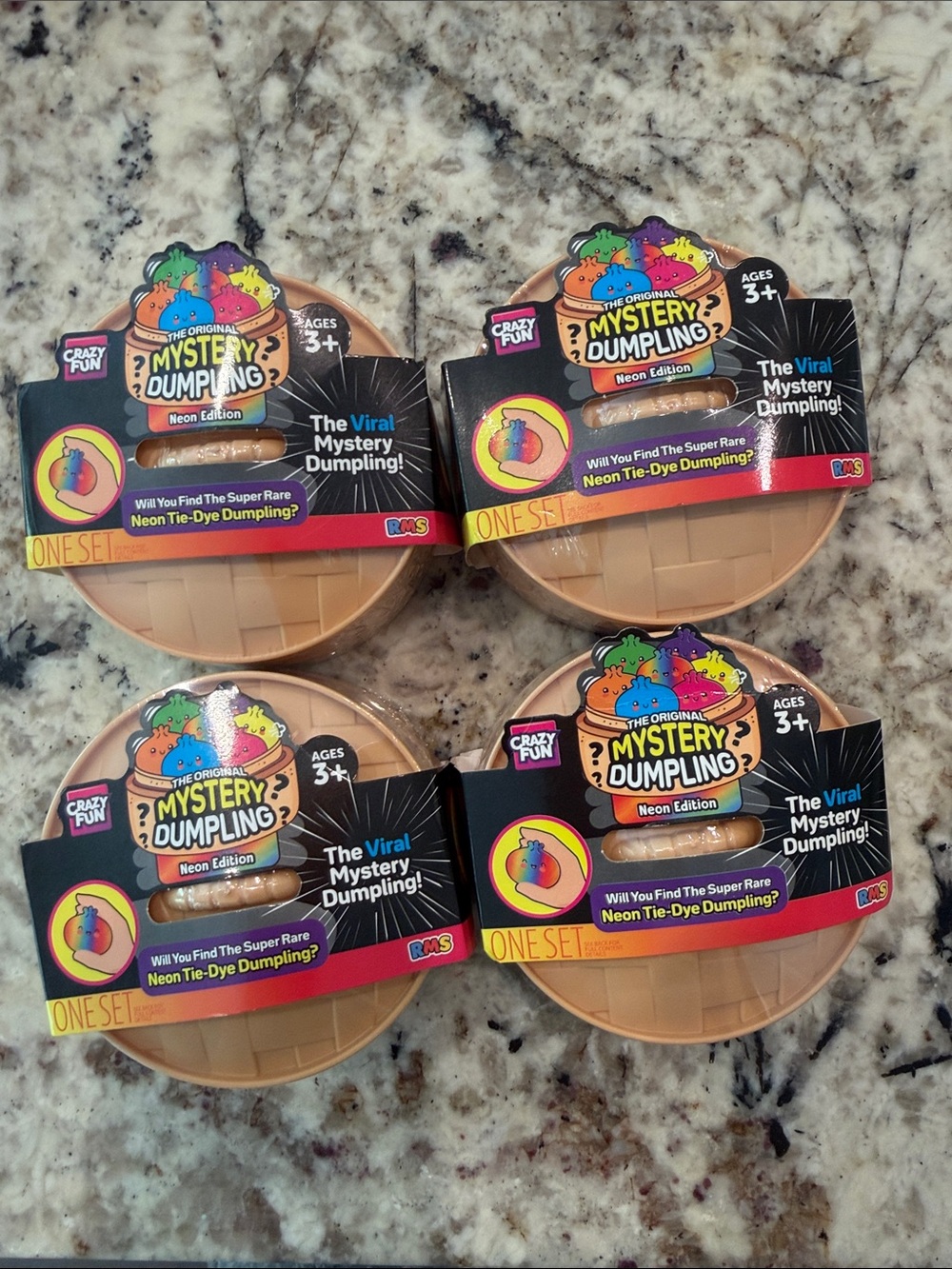 Mystery Dumpling Neon Edition Kids Toy - Multi-Color Surprise (Set of 4)
